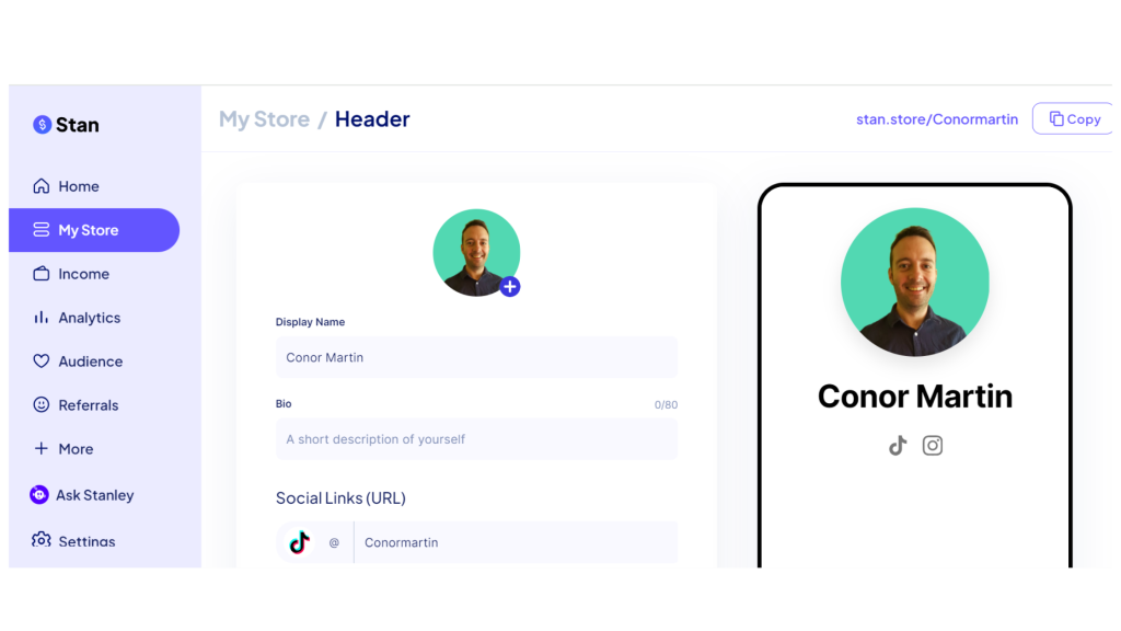 Stan store landing page